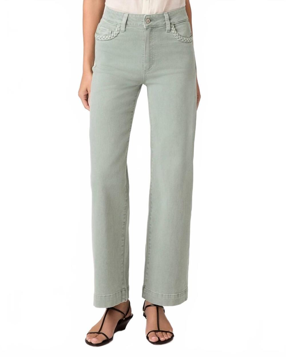 NEW PAIGE anessa 31" wide leg jeans in vintage seaglass